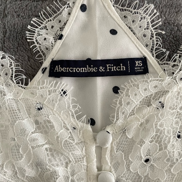 Abercrombie & Fitch Lace-Trim Satin Cami polka dot XS - Picture 2 of 5